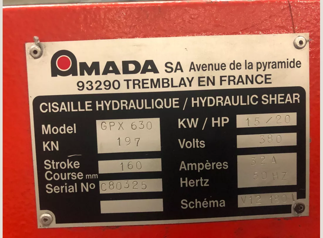 Shears AMADA PROMECAM GPX 630 4